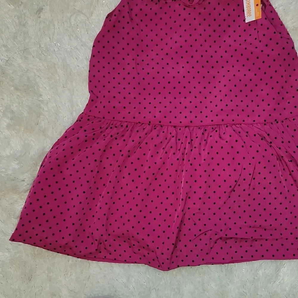 𝅺GYMBOREE FUSCIA POLKA DOT DRESS WITH PANTIES, SIZE 12-18 MONTHS, NEW!